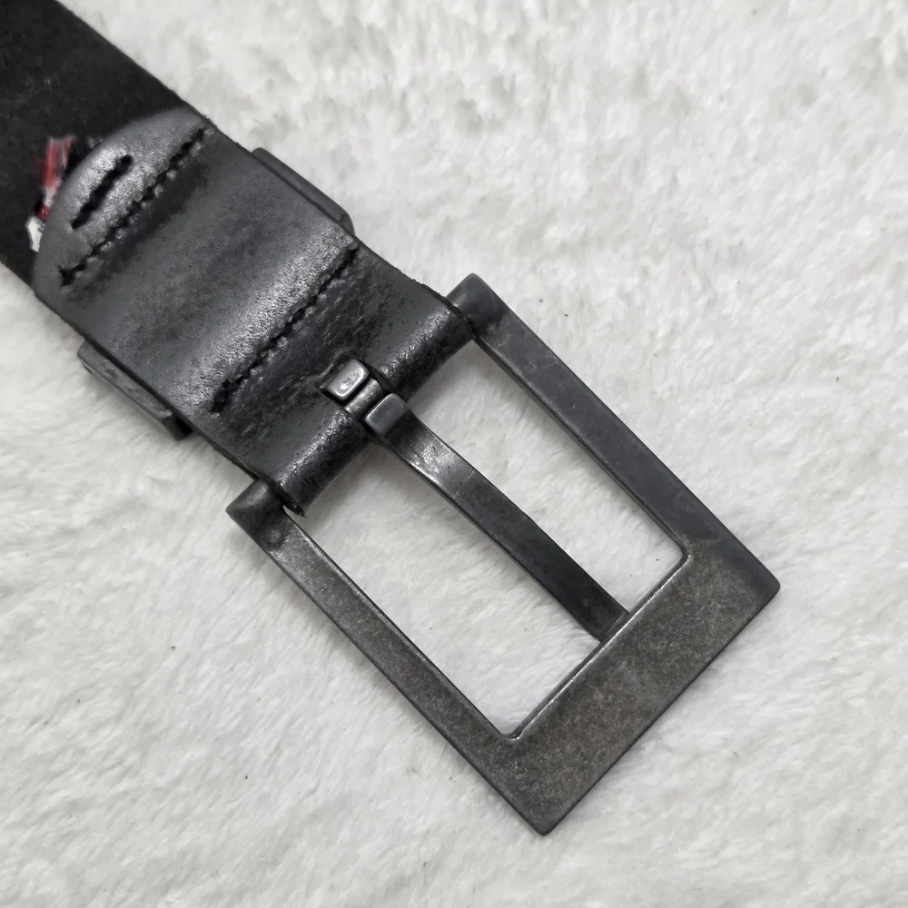 Diesel Black Leather Belt with Silver Buckle‎ size 38
